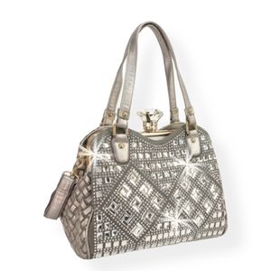 NEW Crystal Lock Clasp Bling Tote Handbag
